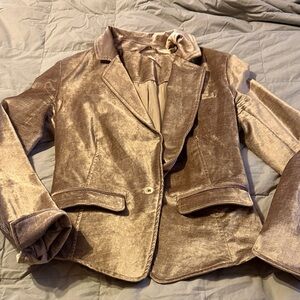 Elegant Velvet Tan Women's Blazer